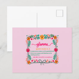 Cartão Postal Moldura de Flor Glamma Avó Avó Definição