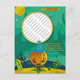 Cartão Postal Moldura de Foto do Assistente Jack o' Lantern do H