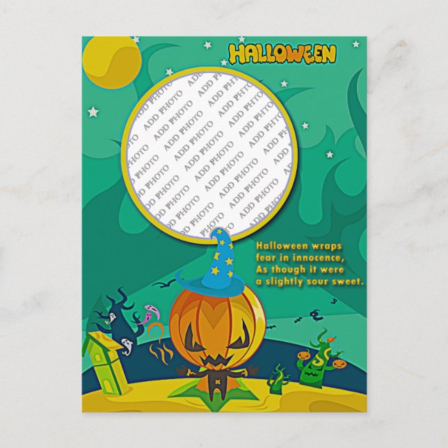 Cartão Postal Moldura de Foto do Assistente Jack o' Lantern do H (Frente)