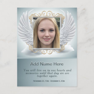 Cartão Postal Moldura de Foto Memorial com Asas de Anjo