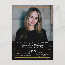 Cartão Postal Moldura Dourada Simples Moderna Funeral Salpicado