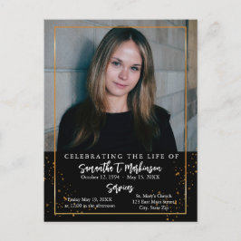 Cartão Postal Moldura Dourada Simples Moderna Funeral Salpicado