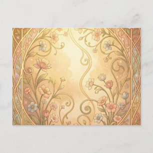 Cartão Postal Moldura Floral Art Nouveau Fronteira Ornamental Vi