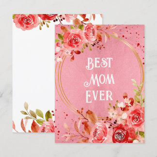 Cartão Postal Moldura Floral Peônia Rosa Melhor Mãe do Mundo