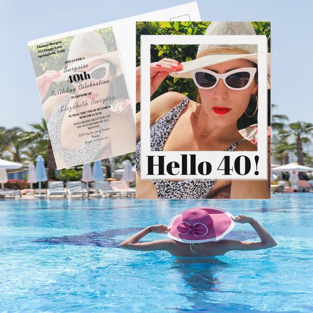 Cartão Postal Moldura para Fotos de Aniversário de 40 Anos Moder (Criador carregado)