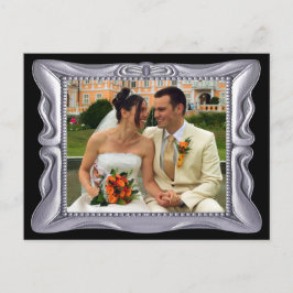 Cartão Postal Moldura Prata Chique Adicione Foto Aqui