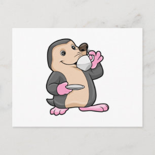 Cartão Postal Mole com xícara de café e pires