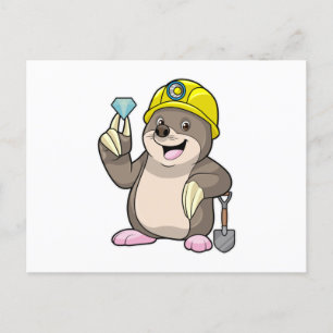 Cartão Postal Mole como Mineiro com Pá e Diamante