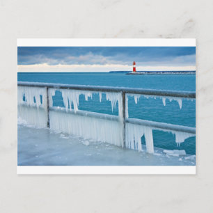 Cartão Postal Mole em Warnemuende (Alemanha) no inverno