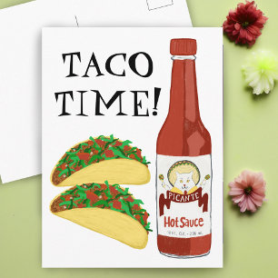 Cartão Postal Molho Quente Picante Taco Tempo Taco Gato Maracas