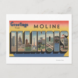 Cartão Postal Moline, Illinois - Cenas em Larga Letra
