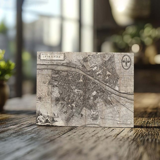 Cartão Postal Molini Pocket Map de Florença Itália 1847 (Criador carregado)