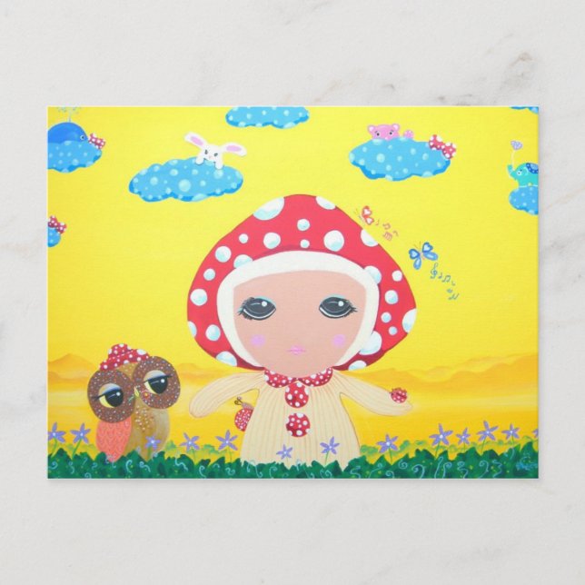 Cartão Postal Molly Mushroom Baby Em Polka Dottie Whimsy Land (Frente)