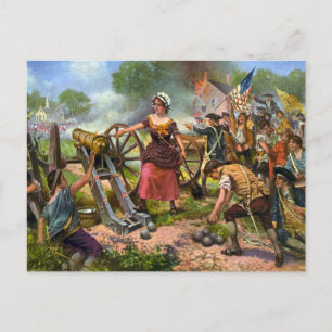 Cartão Postal Molly Pitcher disparando canhão na Batalha de Monm