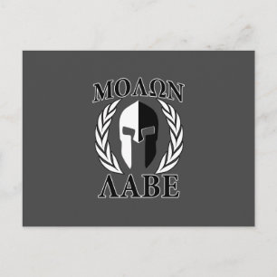 Cartão Postal Molon Labe Spartan Helmet Laurels Charcarbonos