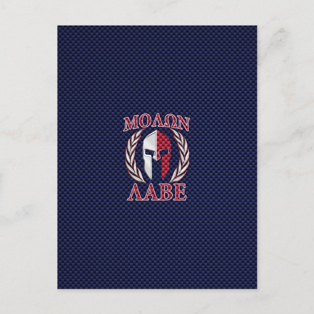 Cartão Postal Molon Labe Spartan Warrior Carbono Estilo (Frente)