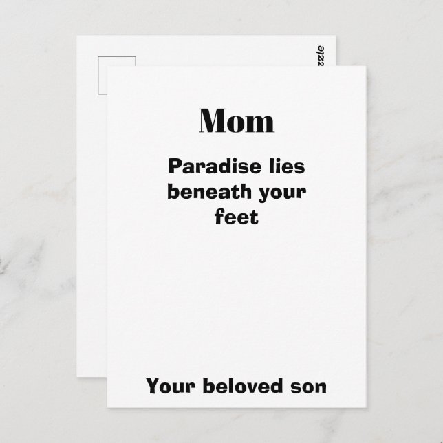 Cartão Postal Mom Quote Post card Mom's Gift (Frente/Verso)