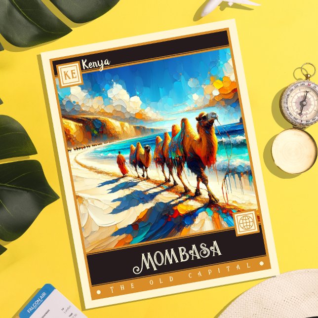 Cartão Postal Mombaça, Quênia | Pintura Antiga (Criador carregado)