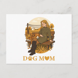 Cartão Postal Momento de união aconchegante da mãe de cachorro c