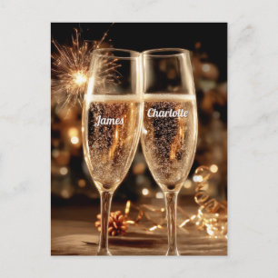 Cartão Postal Momento Festivo de Celebração com Champanhe