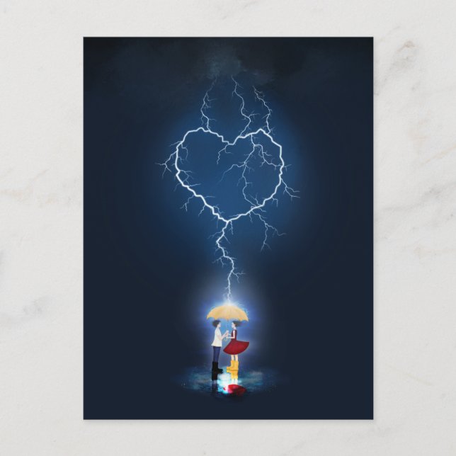 Cartão Postal Momento Romântico "Lovainck" sob um guarda-chuva (Frente)
