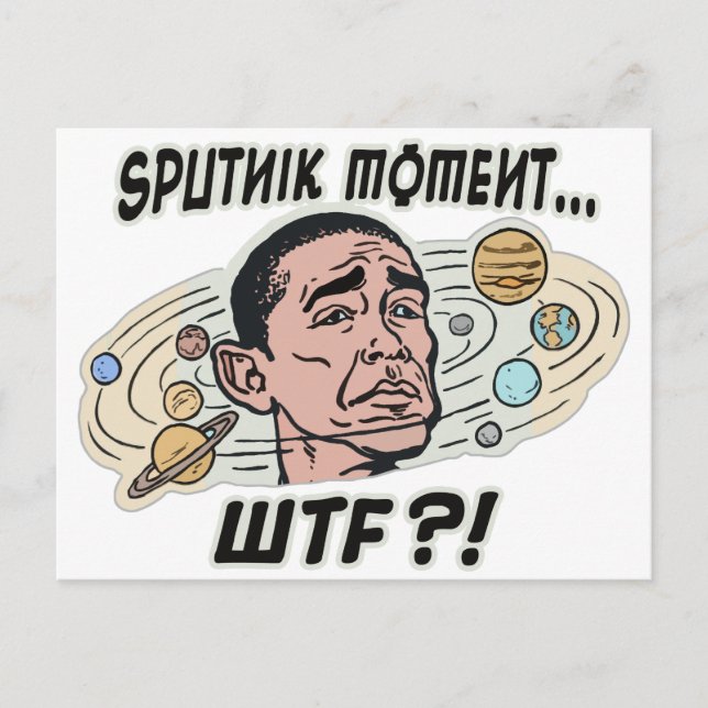 Cartão Postal Momento Sputnik Engraçado Obama (Frente)