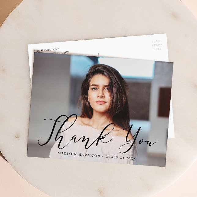 Cartão Postal Momentoso Roteiro Preto Foto Graduação Agradecimen (Criador carregado)