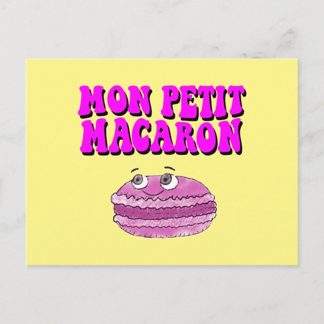 Cartão Postal Mon Petit Macaron Retro Groovy Text (Frente)