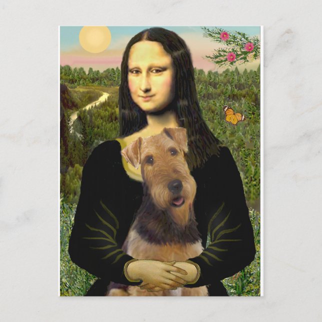 Cartão Postal Mona Lisa - Airedale Terrier (#1) (Frente)