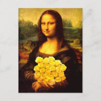 Mona Lisa Com Buquê De Rosas Amarelas