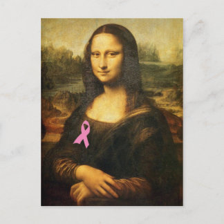 Cartão Postal Mona Lisa Com Fita Rosa