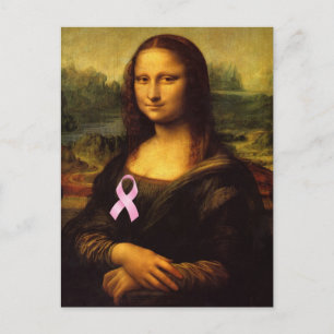Cartão Postal Mona Lisa Com Fita Rosa