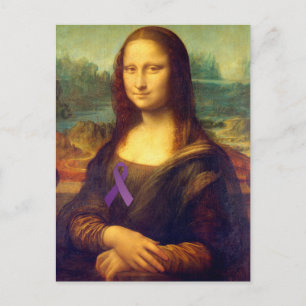 Cartão Postal Mona Lisa Com Fita Roxa
