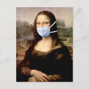 Cartão Postal Mona Lisa com Máscara Da Vinci Caçoando As Artes