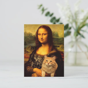 Cartão Postal Mona Lisa com um gato (pelo de gato) Amantes de ga