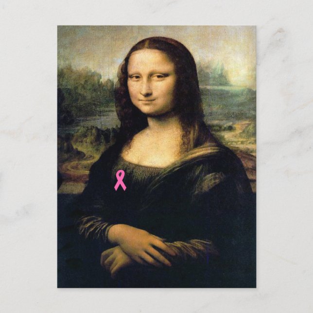 Cartão Postal Mona Lisa de Fita Rosa (Frente)