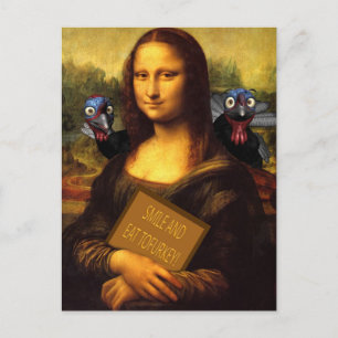 Cartão Postal Mona Lisa Diz: Sorria E Coma Tofurkey