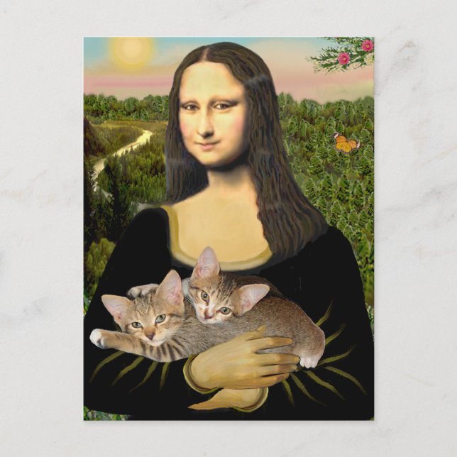 Cartão Postal Mona Lisa - Dois Gatinhos Malhados (Frente)