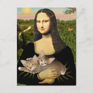 Cartão Postal Mona Lisa - Dois Gatinhos Tabby