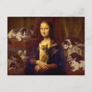 Cartão Postal Mona Lisa e seu gato