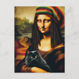 Cartão Postal Mona Lisa e seu gato preto