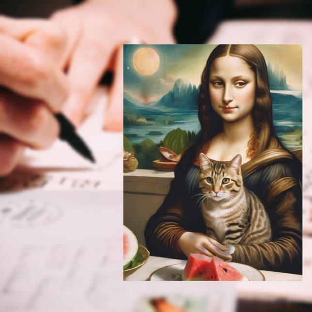 Cartão Postal Mona Lisa e seu gato - Víbos de verão \ (Criador carregado)