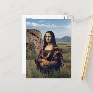Cartão Postal Mona Lisa Engraçada No Safari