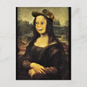 Cartão Postal Mona Lisa Engraçado Face