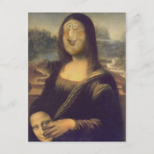 Cartão Postal Mona Lisa Engraçado Face