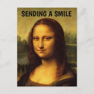 CARTÃO POSTAL MONA LISA ENVIANDO UM SORRISO