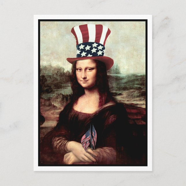 Cartão Postal Mona Lisa EUA Dia da Independência  (Frente)