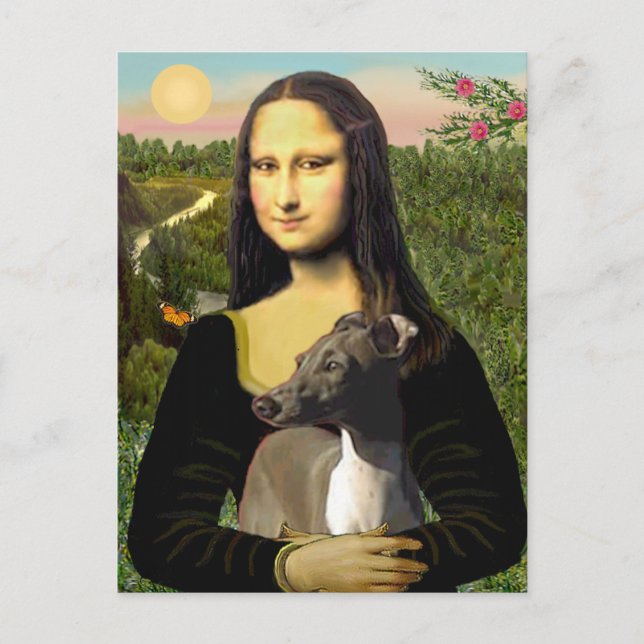 Cartão Postal Mona Lisa - Galgo Italiano (Frente)