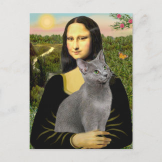 Cartão Postal Mona Lisa - gato Azul Russo