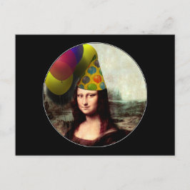 Cartão Postal Mona Lisa Happy Birthday Party Hat Hat Hat